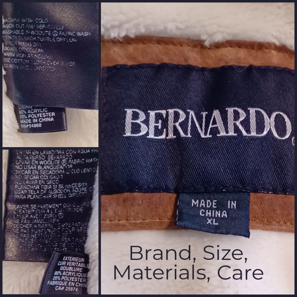 WOMAN'S BERNARDO SUEDE/ FAUX SHEARLING COAT SIZE XL - Picture 3 of 14
